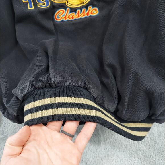 Disney Vintage Bomber Jacket Small Mickey Mouse Black And Tan Coat (No Hood) - Picture 14 of 16